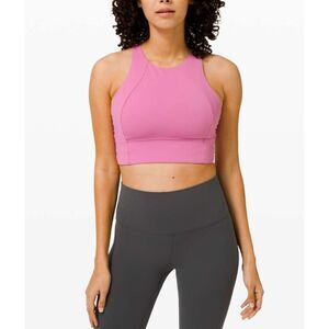 Lululemon Free To Be Serene High Neck Long Line Bra Magenta Glow Sz 6